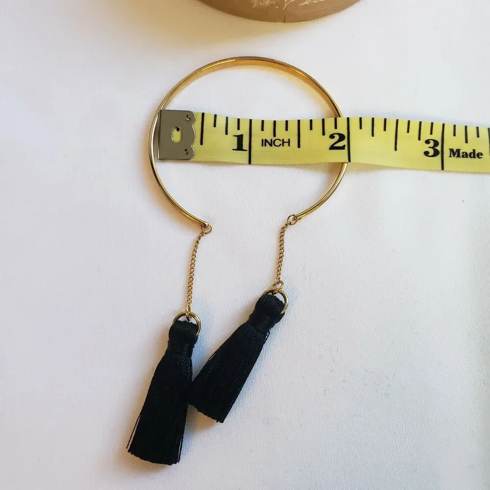 Shiraleah Womens Gold‎ Black Tassels Round Classic Lightweight Tallulah Bracelet